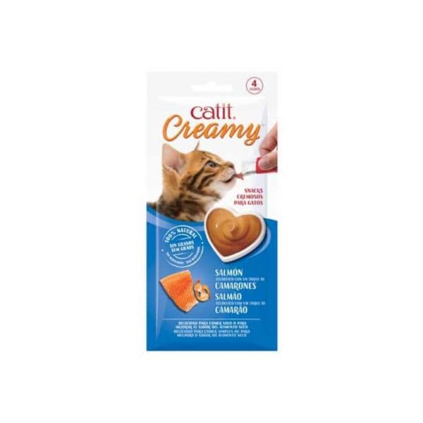 Catit Creamy Snack Cremoso 4 Tubos Salmão / Camarão