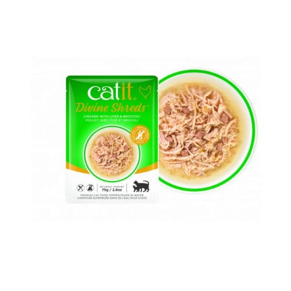 Ração Húmida Catit Divine Sopa de Frango & Fígado e Brócolos 75g 4 Unidades