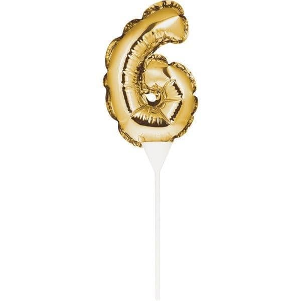 Creative Converting Topo de Bolo Mini Balão Foil Nº 6 Dourado - 120331862