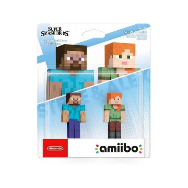 Nintendo Amiibo Super Smash Bros Minecraft Figuras Steve e Alex