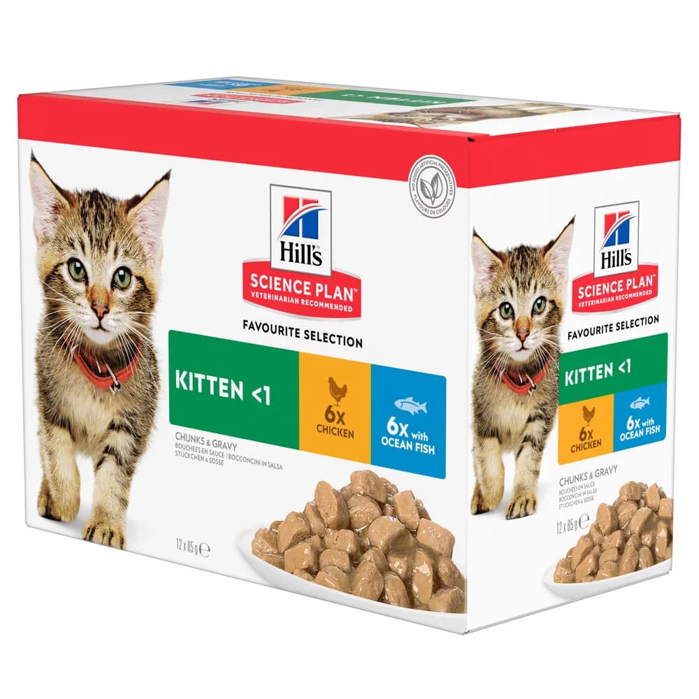 Ração Húmida Hill's Science Plan Feline Kitten Frango & Peixe Oceano 12 x 85g
