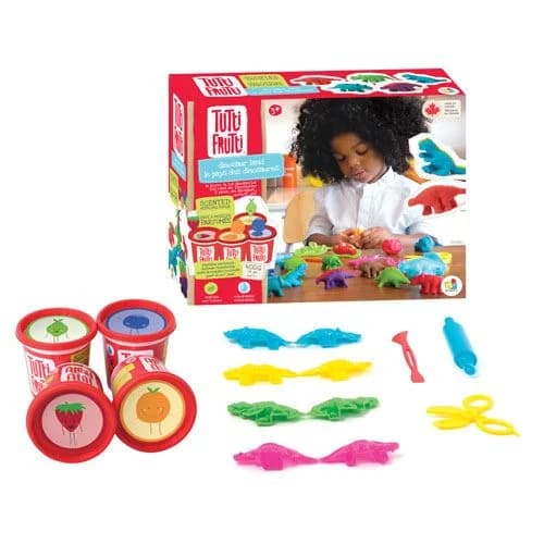 Plasticina com Aromas: Kit Dinossauros - 4 Potes e Acessórios - Tutti Frutti