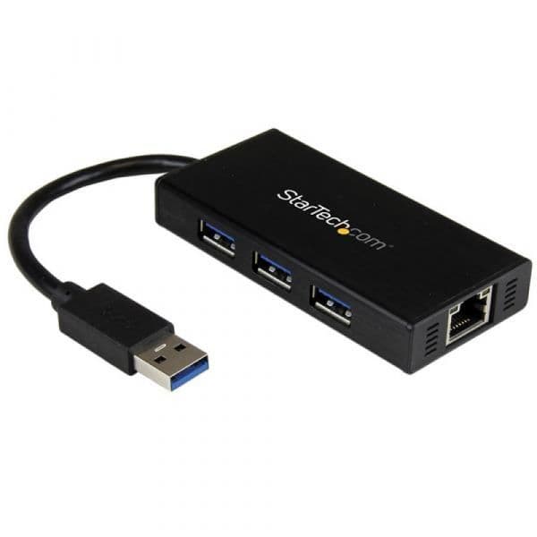 Startech Hub USB 3.0 Aluminio com Cabo 3 Portas e Ethernet - ST3300GU3B
