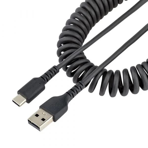 StarTech.com - Cable de 50cm de Carga USB A a USB C, Cable USB Tipo C Rizado de Carga Rápida y Servicio Pesado, Cable USB 2.0 A - R2ACC-50C-USB-CABLE