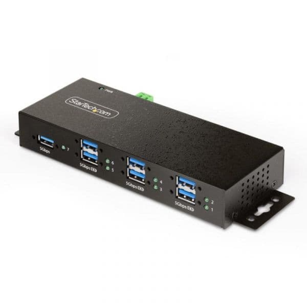 StarTech 5G7AINDRM-USB-A-HUB Hub USB Industrial 7 Portas USB 3.2 Gen 1 5 Gbps Gerenciado Metálico ESD