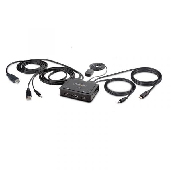 StarTech.com Switch KVM HDMI 4K 60 Hz com USB-A/USB-C e cabos de áudio integrados, 1,8 m