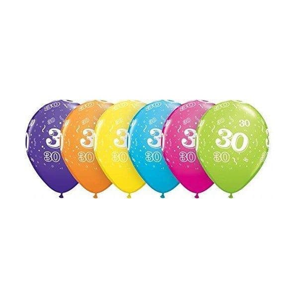 Qualatex Pack 6 Balões 11" Aniversário 30 - 020017891