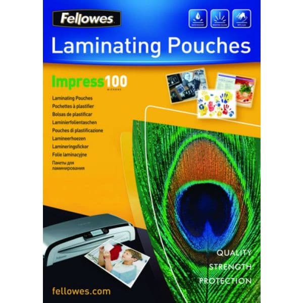 Fellowes Bolsas de Plastificação A3 Brilhante 100 mícrons Pacote de 100