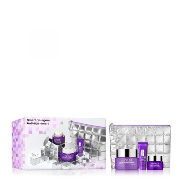 Clinique Smart Anti-Age Crema Facial SPF30 50ml + Creme Contorno de olhos 5ml + Sérum 10ml + Necessair Coffret