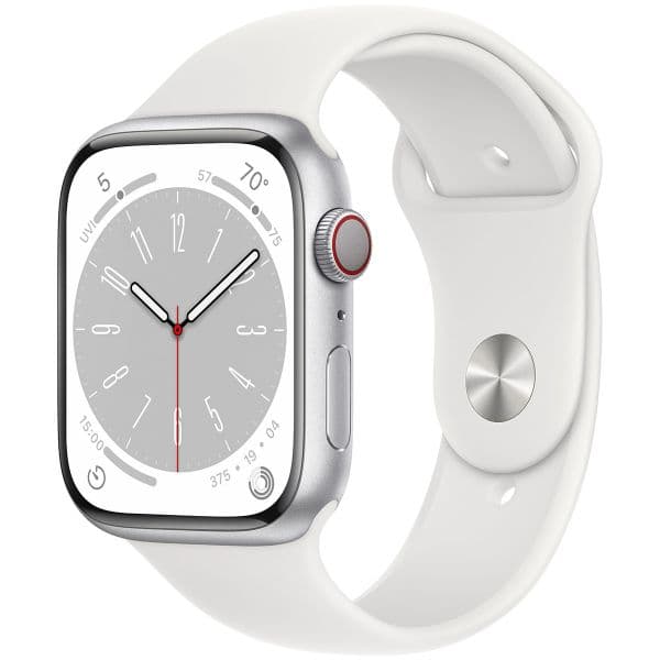 Apple Watch Series 8 GPS+Cellular 45mm Alumínio Prateado c/ Bracelete Desportiva Branca