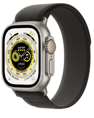 Apple Watch Ultra GPS+Cellular 49mm Titânio c/ Loop Trail Preta/Cinzenta - Medium/Large