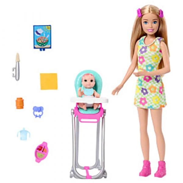 Barbie Boneca Babysitter Skipper com Cadeira Alta "