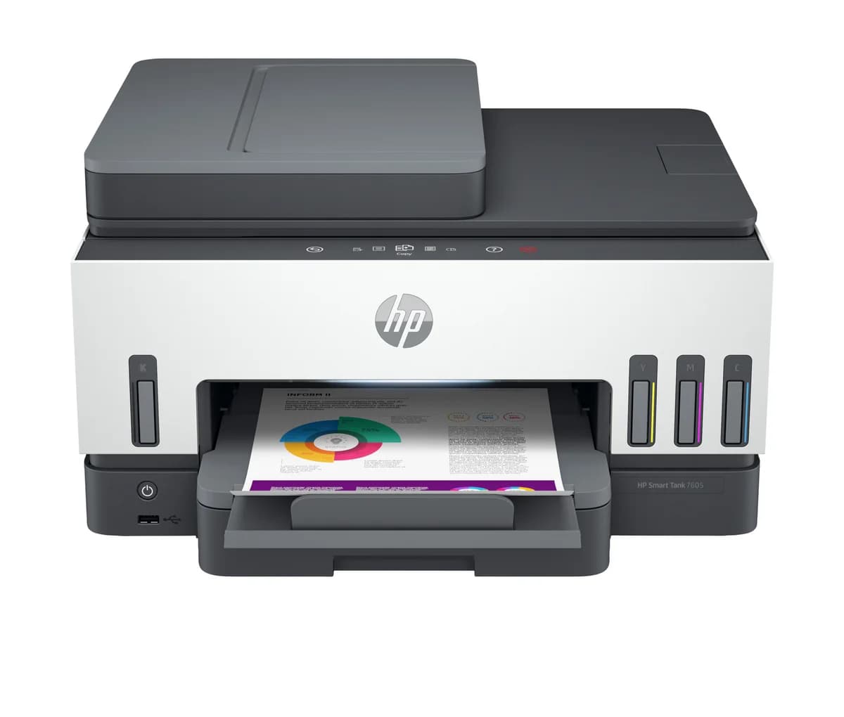 HP Smart Tank 7605 Sem fios All-in-One Cor Impressora, Impressão frente e verso; Copiadora, scanner