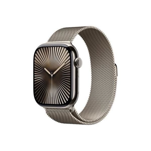 Apple Watch Series 10 GPS + Cellular 46mm Titanium Natural c/ Bracelete Loop Milanesa Natural - Medium/Large