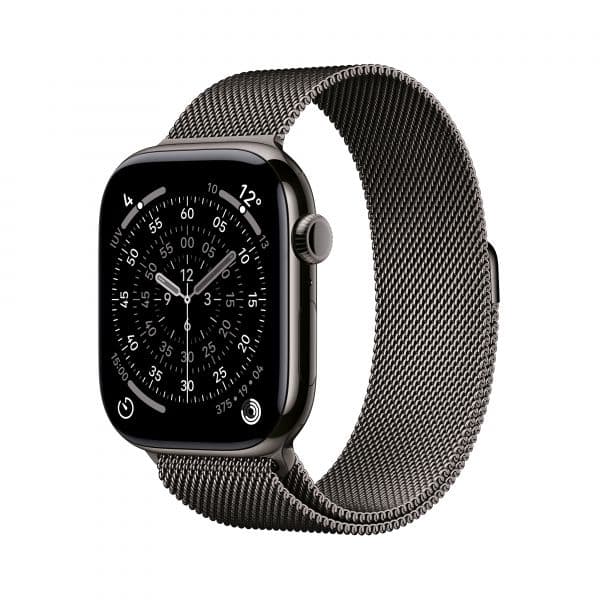 Apple Watch Series 11 GPS + Cellular 46mm Titânio Ardósia c/ Bracelete Loop Milanesa Aço Inoxidável Ardósia M/L