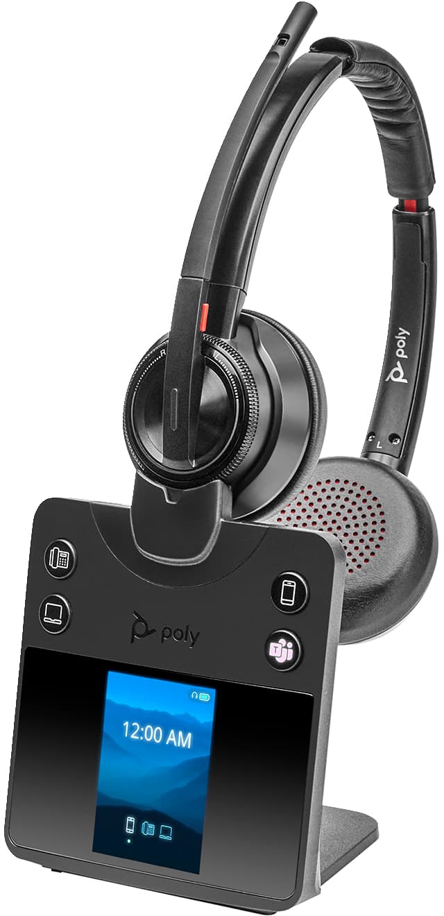POLY Savi 8420 Office On-Ear DECT/Bluetooth Sem Fios com Cancelamento de Ruído Ativo Preto