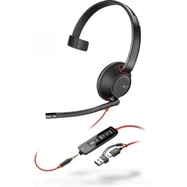 Poly Blackwire 5210 Monaural com 3.5mm/USB-C/USB