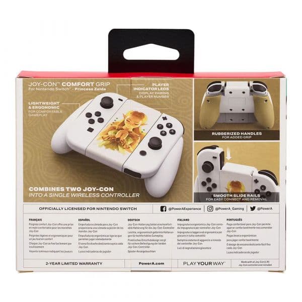 PowerA Comfort Grip Joy-Con/Comando Gaming/Capa Princess Zelda Branco/Dourado Nintendo Switch
