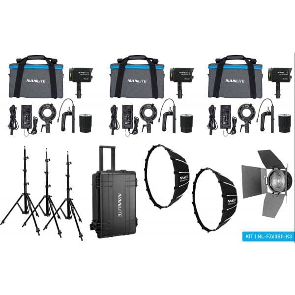 Nanlite Kit Tocha LED 3X Forza 60B Ii (p?s, Sacos E Softbox) - NANLITENLFZ60BIIK3