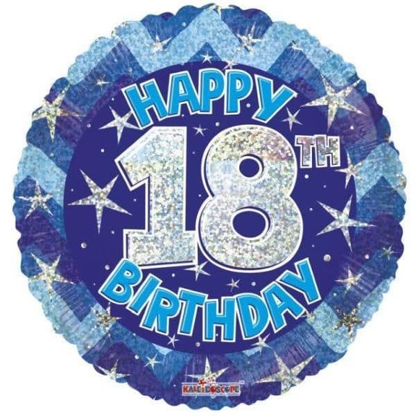 Kaleidoscope Balão Foil 18" Holográfico Happy 18 Birthday Azul - 140016011