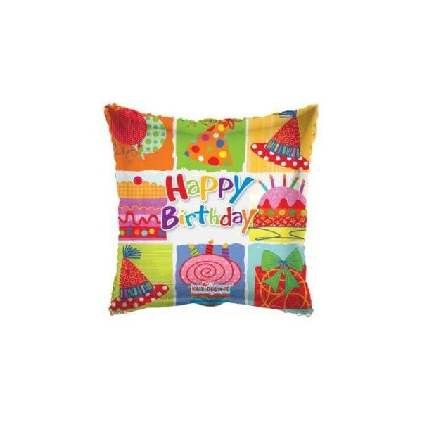 Kaleidoscope Balão Foil 18" Quadrado Happy Birthday - 140019478