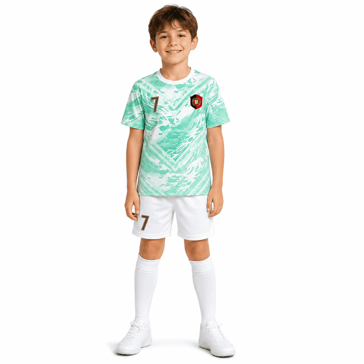 Equipamento de Futebol Infantil Portugal 2026 Alternativo Verde com Camisola e Calções