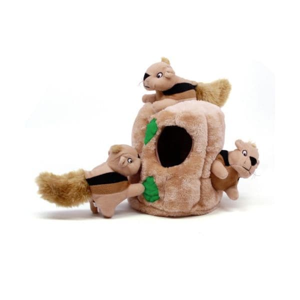 Outward Hound Brinquedo Cão Peluche Tronco com Esquilos Escondidos Médio