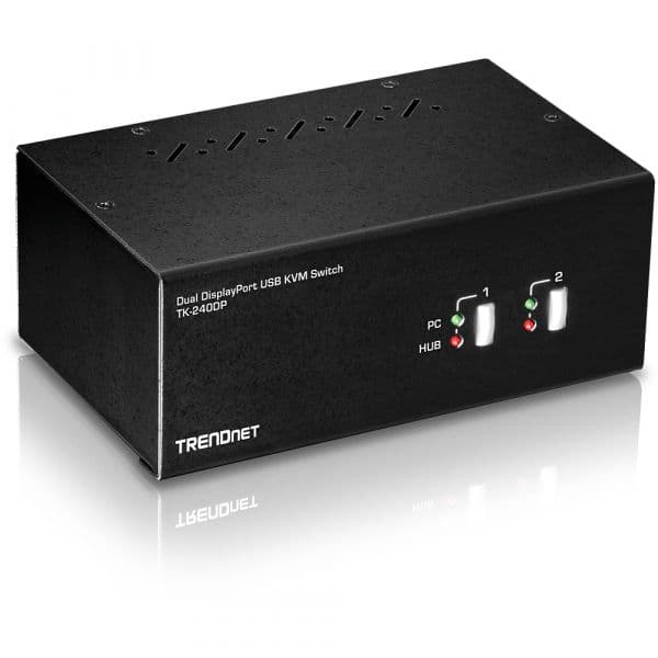 Trendnet Comutador KVM TK-240DP DisplayPort Dual Monitor com Hub USB 2.0 e Áudio
