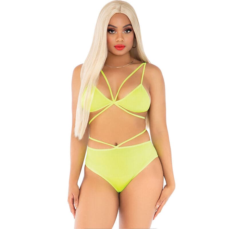 Leg Avenue Top e Calça Amarelo com Alças Tamanho Único