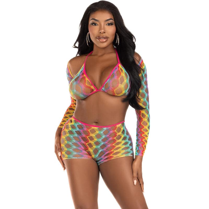 Leg Avenue Conjunto de Três Peças Multicolor