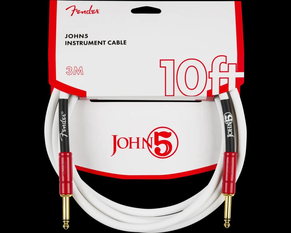 Fender John 5 Instrument Cable, 3m, White and Red - BimotorDJ