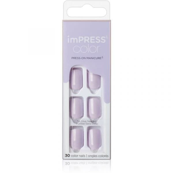 Kiss Impress Color Short Unhas Artificiais Picture Purplect 30 Un.