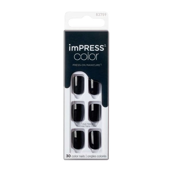 Kiss Unhas Postiças imPRESS Nails All Black