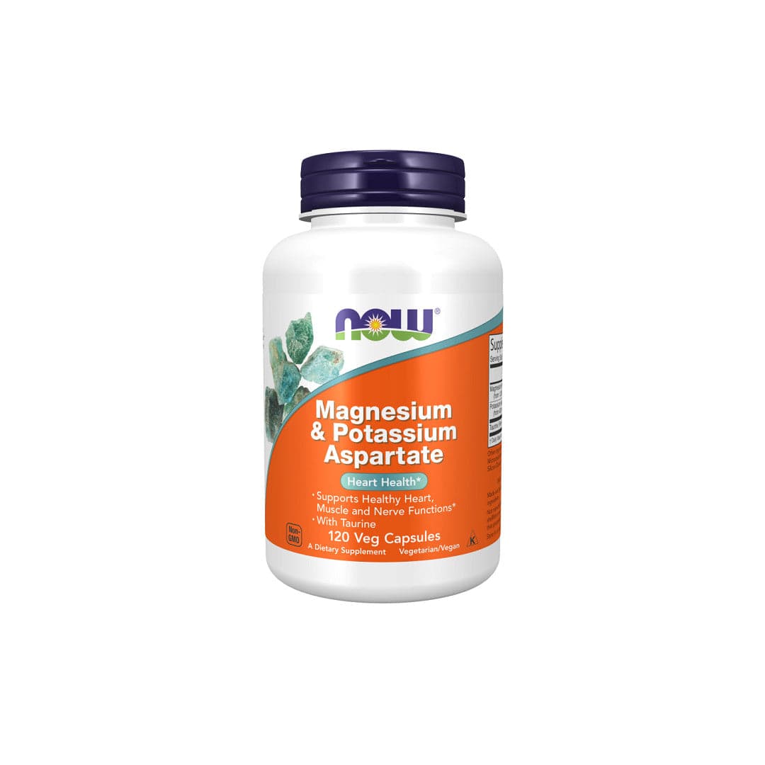 Now Magnesium & Potassium Aspartate with Taurine Heart Health 120 Veg Capsules