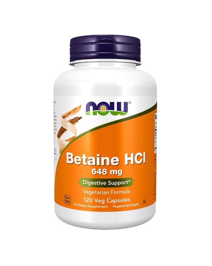 Now Betaine HCl 648mg 120 Cápsulas