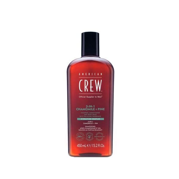 American Crew 3 In 1 Chamimile + Pine 3 em 1 Champô, Condicionador e Gel de Banho 450ml