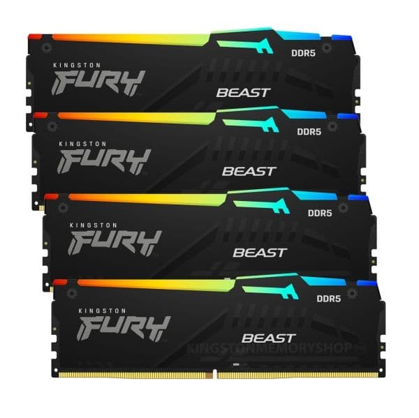 Memória RAM KINGSTON FURY Beast 64GB RAM DDR5 6000MT/s CL40 DIMM (Kit of 4) Black XMP