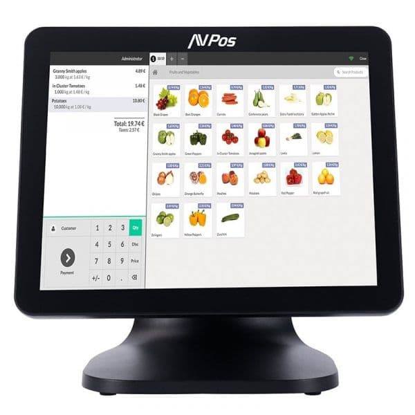 AVPos K5000 N100 POS 8GB 128GB SSD 15´´ Capacitivo Touch Alumínio W11 Pro
