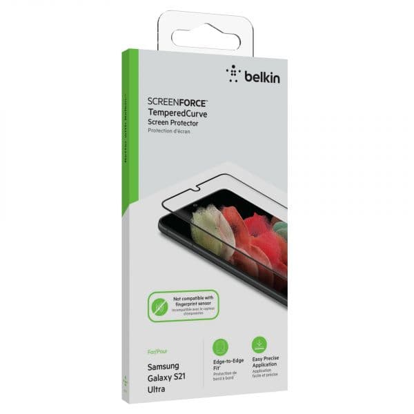 Belkin Protector de Ecrã ScreenForce Tempered Curve para Samsung Galaxy S21 Ultra Clear