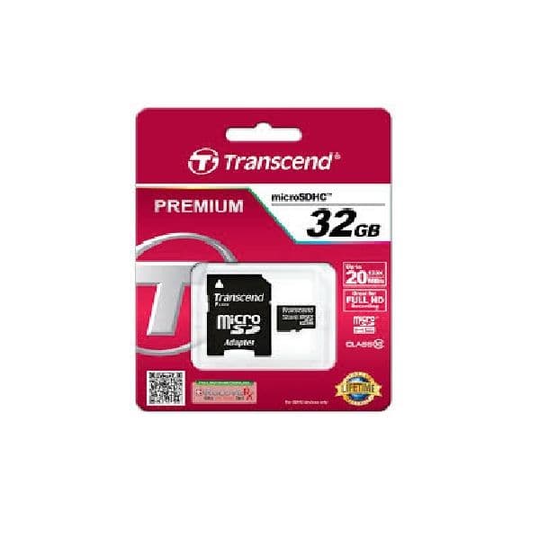 Transcend 32GB Micro SDHC Class 10 + Adaptador - TS32GUSDHC10