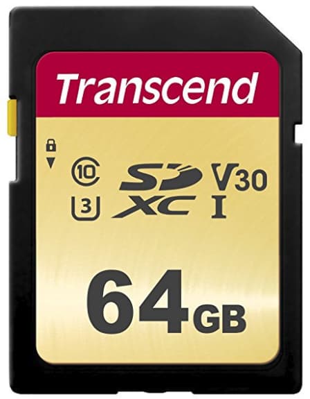 Transcend 64GB SDXC 500S Class 10 UHS-I U3 V30 - TS64GSDC500S