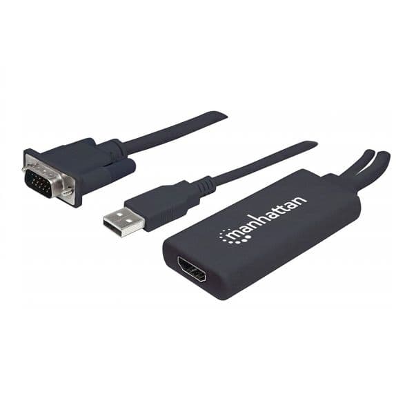 Manhattan Conversor de Vídeo Vga com Áudio para Hdmi Full hd 1080p (preto)