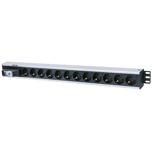 Intellinet 711449 Régua de tomadas Vertical Rackmount 12-Way German Type Air Switch 1.6m cabo preto