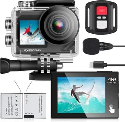 Exprotrek Action Cam 4K Ultra HD 20MP WiFi com Acessórios