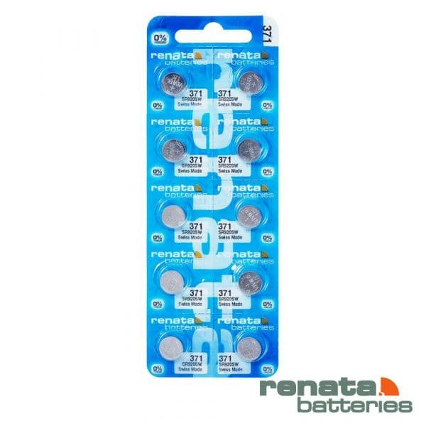 Renata Pilha Alcalina Botão 371/SR920SW 1.5V Ag2O 10x PAR-371/10BP