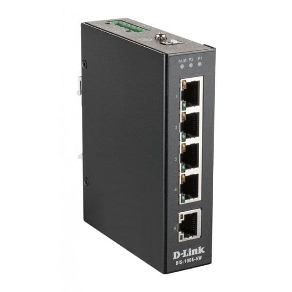 D-Link Switch Industrial 5 Port Unmanaged With 5x10/100 Baset(x) Ports - DIS-100E-5W