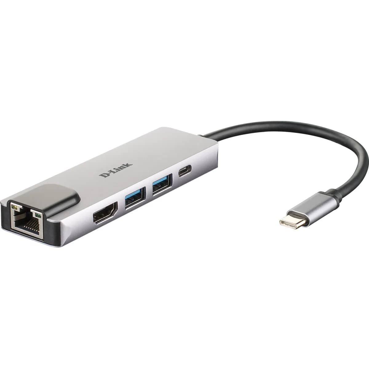 D-Link USB C Macho > 2 x USB 3.0 Tipo A Femea + 1 x HDMI + 1 Ethernet Gigabit + 1 x USB-C (até 60W) - DUB-M520