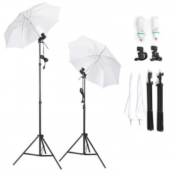 Neewer Kit de Iluminação de Estúdio | 2 Guarda Chuvas + Lâmpadas