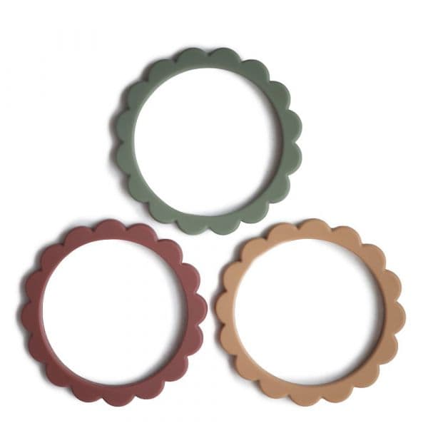 Mushie Pulseira Mordedor Flor Silicone Dried Thyme/Berry/Natural