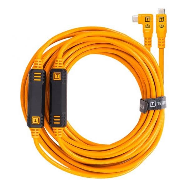 Tether Tools TetherPro Cabo USB-C para USB-C de Ângulo Reto, Orange, 9.4m